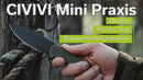 CIVIVI Mini Praxis Flipper Knife G10 Handle (2.98" D2 Blade) C18026C-2, With No Free Gift