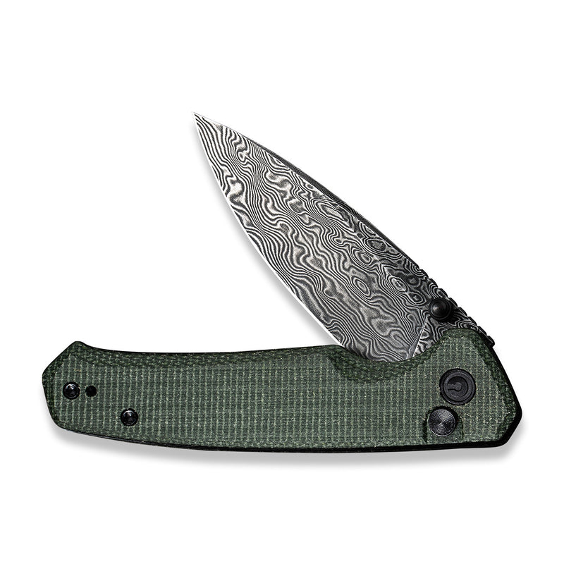 CIVIVI Altus Button Lock And Thumb Stud Knife Micarta Handle (2.97" Damascus Blade) - CIVIVI