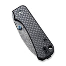 CIVIVI Baby Banter Thumb Stud Knife Twill Carbon Fiber Overlay On Black G10 Handle (2.34" Black Hand Rubbed Damascus Blade) C19068S-DS1