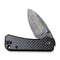 CIVIVI Baby Banter Thumb Stud Knife Twill Carbon Fiber Overlay On Black G10 Handle (2.34" Black Hand Rubbed Damascus Blade) C19068S-DS1