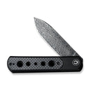 CIVIVI Banneret Flipper Knife Stainless Steel Handle With G10 And Carbon Fiber Inlay (3.48" Damascus Blade) - CIVIVI