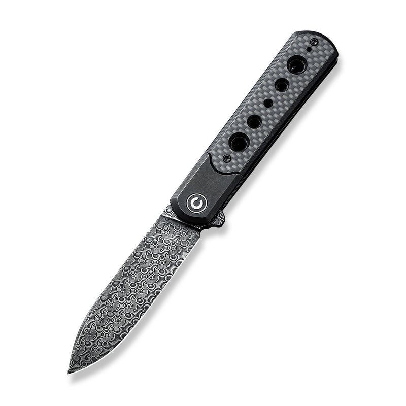 CIVIVI Banneret Flipper Knife Stainless Steel Handle With G10 And Carbon Fiber Inlay (3.48" Damascus Blade) - CIVIVI