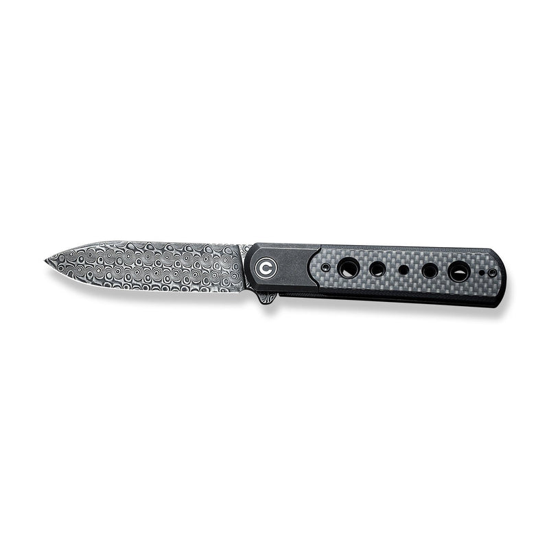 CIVIVI Banneret Flipper Knife Stainless Steel Handle With G10 And Carbon Fiber Inlay (3.48" Damascus Blade) - CIVIVI