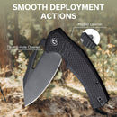 CIVIVI BullTusk Flipper & Thumb Hole Knife Black Coarse G10 Handle (3.48" Black Stonewashed 14C28N Blade) C23017-1