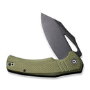 CIVIVI BullTusk Flipper & Thumb Hole Knife OD Green Coarse G10 Handle (3.48" Black Stonewashed 14C28N Blade) C23017-2