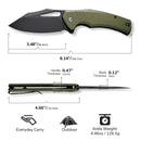 CIVIVI BullTusk Flipper & Thumb Hole Knife OD Green Coarse G10 Handle (3.48" Black Stonewashed 14C28N Blade) C23017-2