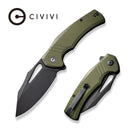 CIVIVI BullTusk Flipper & Thumb Hole Knife OD Green Coarse G10 Handle (3.48" Black Stonewashed 14C28N Blade) C23017-2