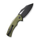 CIVIVI BullTusk Flipper & Thumb Hole Knife OD Green Coarse G10 Handle (3.48" Black Stonewashed 14C28N Blade) C23017-2