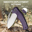 CIVIVI BullTusk Flipper & Thumb Hole Knife Purple Canvas Micarta Handle (3.48" Satin Finished 14C28N Blade) C23017-3