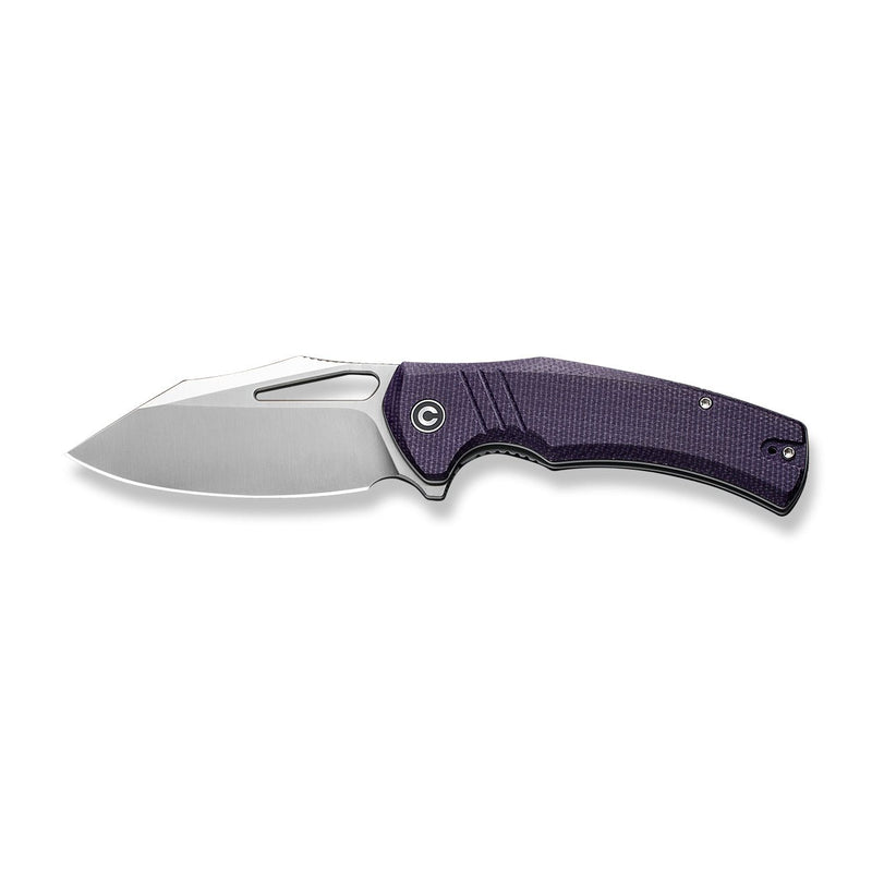 CIVIVI BullTusk Flipper & Thumb Hole Knife Purple Canvas Micarta Handle (3.48" Satin Finished 14C28N Blade) C23017-3