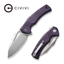 CIVIVI BullTusk Flipper & Thumb Hole Knife Purple Canvas Micarta Handle (3.48" Satin Finished 14C28N Blade) C23017-3