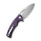 CIVIVI BullTusk Flipper & Thumb Hole Knife Purple Canvas Micarta Handle (3.48" Satin Finished 14C28N Blade) C23017-3