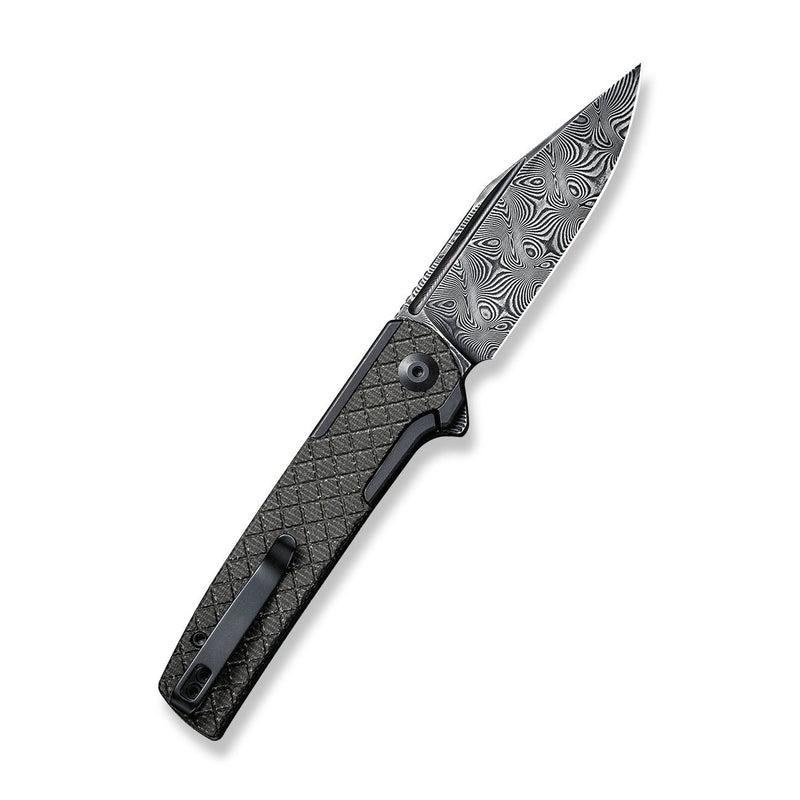 CIVIVI Cachet Flipper Knife Stainless Steel With Canvas Micarta Inlay (3.48" Damascus Blade) C20041B-DS1