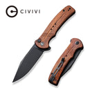 CIVIVI Cogent Button Lock Knife Guibourtia Wood Handle (3.47" Black Stonewashed 14C28N Blade) C20038D-8