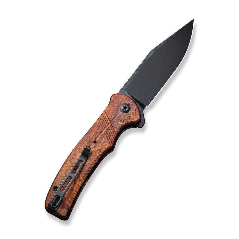 CIVIVI Cogent Button Lock Knife Guibourtia Wood Handle (3.47" Black Stonewashed 14C28N Blade) C20038D-8