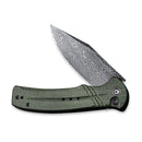 CIVIVI Cogent Flipper And Button Lock Knife Micarta Handle (3.47" Damascus Blade) C20038D-DS1