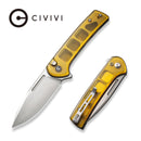 CIVIVI Conspirator Flipper & Button Lock Knife Polished Ultem Handle (3.48" Satin Finished Nitro-V Blade) C21006-5