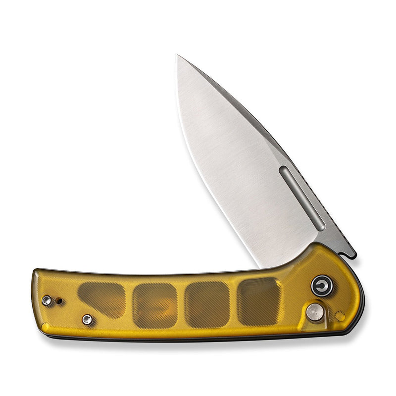 CIVIVI Conspirator Flipper & Button Lock Knife Polished Ultem Handle (3.48" Satin Finished Nitro-V Blade) C21006-5