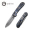 CIVIVI Elementum Button Lock Knife Carbon Fiber Handle (3.47" Damascus Blade) C2103DS-1