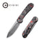 CIVIVI Elementum Button Lock Knife Carbon Fiber Handle (3.47" Damascus Blade) C2103DS-2