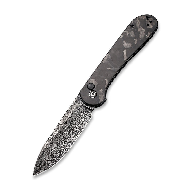 CIVIVI Elementum Button Lock Knife Carbon Fiber Handle (3.47" Damascus Blade) C2103DS-3