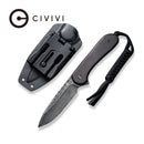 CIVIVI Elementum Fixed Blade Knife Wood Handle (3.98" Damascus Blade) C2105-DS1