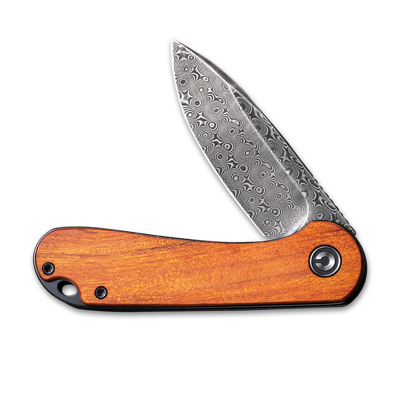 CIVIVI Elementum Flipper Knife Wood Handle (2.96" Damascus Blade) C907DS-2