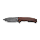 CIVIVI Mini Praxis Flipper Knife Guibourtia Wood Handle (2.98" Black Hand Rubbed Damascus Blade) C18026C-DS1