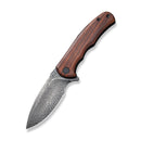 CIVIVI Mini Praxis Flipper Knife Guibourtia Wood Handle (2.98" Black Hand Rubbed Damascus Blade) C18026C-DS1