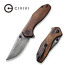 CIVIVI ODD 22 Flipper And Thumb Stud Knife Wood Handle (2.97" Damascus Blade) C21032-DS1