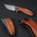 CIVIVI ODD 22 Flipper & Thumb Stud Knife Wood Handle (2.97" Damascus Blade) C21032-DS1