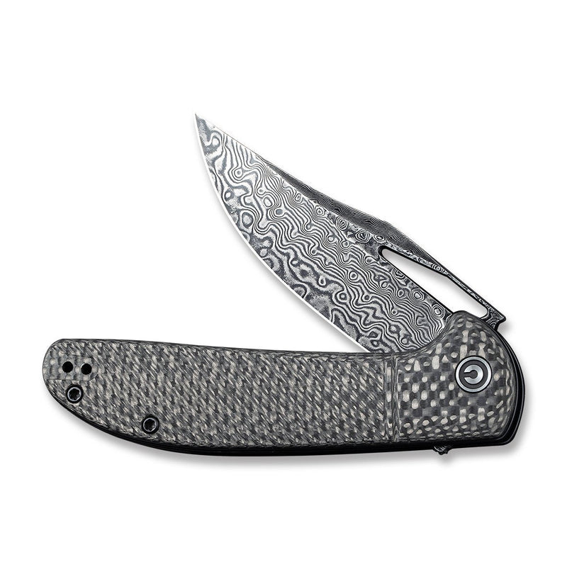 CIVIVI Ortis Flipper Knife Carbon Fiber Handle (3.25" Damascus Blade) C2013DS-1