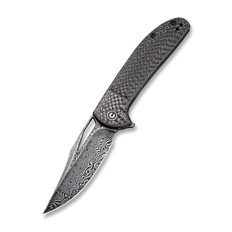 CIVIVI Ortis Flipper Knife Carbon Fiber Handle (3.25" Damascus Blade) C2013DS-1