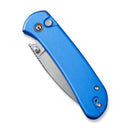 CIVIVI Qubit Button Lock Knife Bright Blue Aluminum Handle (2.98" Satin Finished 14C28N Blade) C22030E-3