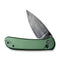 CIVIVI Qubit Button Lock Knife Green Aluminum Handle (2.98" Black Hand Rubbed Damascus Blade) C22030E-DS1