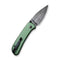 CIVIVI Qubit Button Lock Knife Green Aluminum Handle (2.98" Black Hand Rubbed Damascus Blade) C22030E-DS1