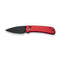 CIVIVI Qubit Button Lock Knife Red Aluminum Handle (2.98" Black Stonewashed 14C28N Blade) C22030E-2