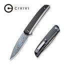 CIVIVI Savant Flipper Knife Stainless Steel Handle With G10 And Carbon Fiber Inlay (3.47" Damascus Blade) C20063B-DS1