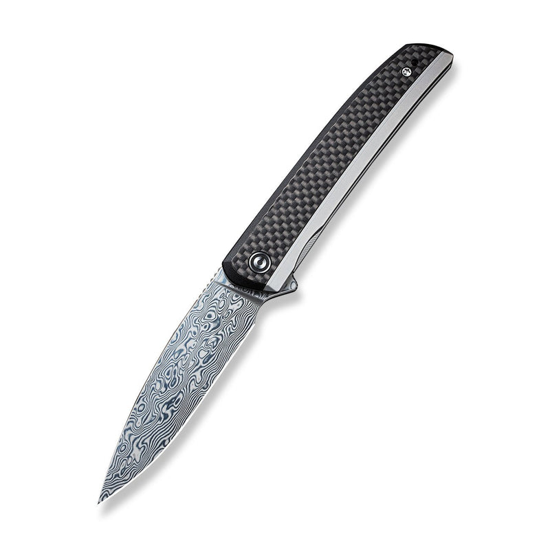 CIVIVI Savant Flipper Knife Stainless Steel Handle With G10 And Carbon Fiber Inlay (3.47" Damascus Blade) C20063B-DS1