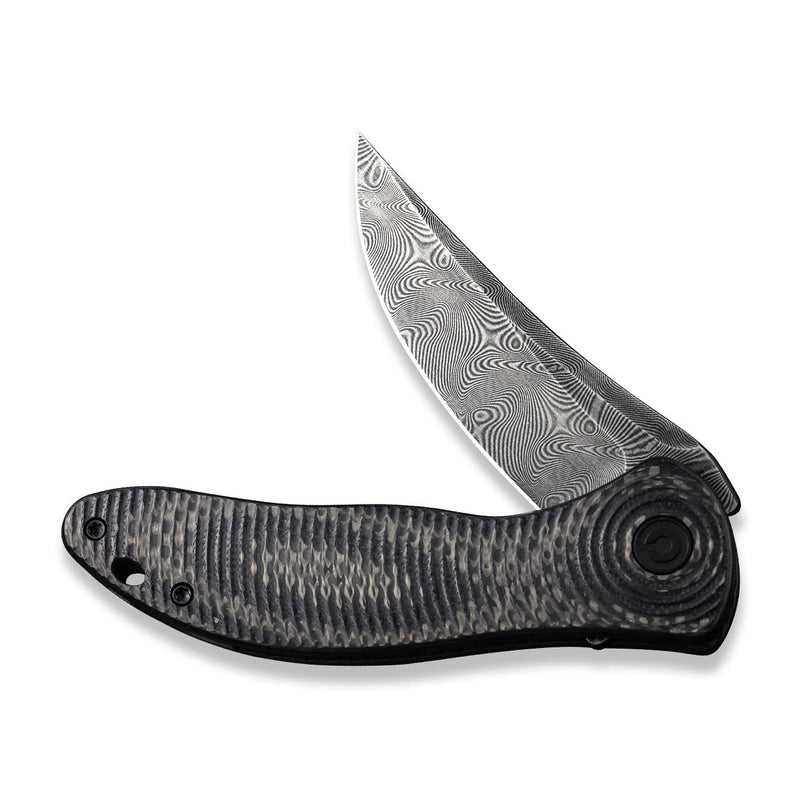 CIVIVI Synergy3 Flipper Knife G10 With Carbon Fiber Handle (3.24" Damascus Blade) C20075A-DS1