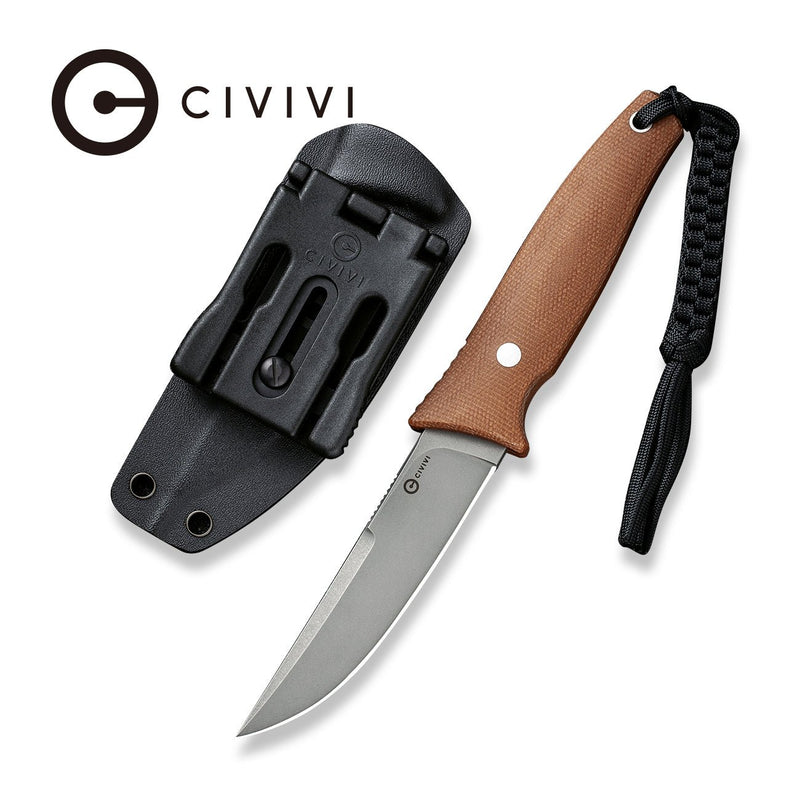 CIVIVI Tamashii Fixed Blade Knife Micarta Handle (4.07" D2 Blade) C19046-5