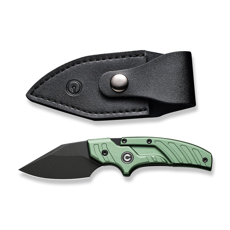 CIVIVI Typhoeus Adjustable Fixed Blade Knife Green Aluminum Handle (2.27" Black Stonewashed 14C28N Blade) C21036-4