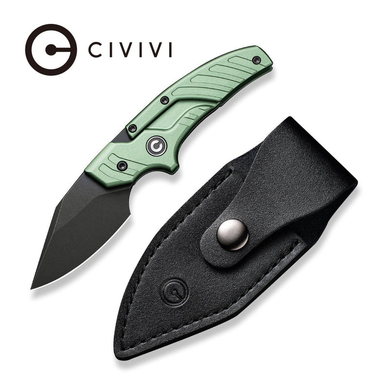 CIVIVI Typhoeus Adjustable Fixed Blade Knife Green Aluminum Handle (2.27" Black Stonewashed 14C28N Blade) C21036-4