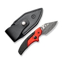 CIVIVI Typhoeus Adjustable Fixed Blade Knife Red And Black Aluminum Handle (2.27" Damascus Blade) C21036-DS1