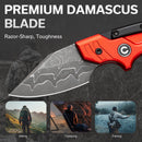 CIVIVI Typhoeus Adjustable Fixed Blade Knife Red And Black Aluminum Handle (2.27" Damascus Blade) C21036-DS1