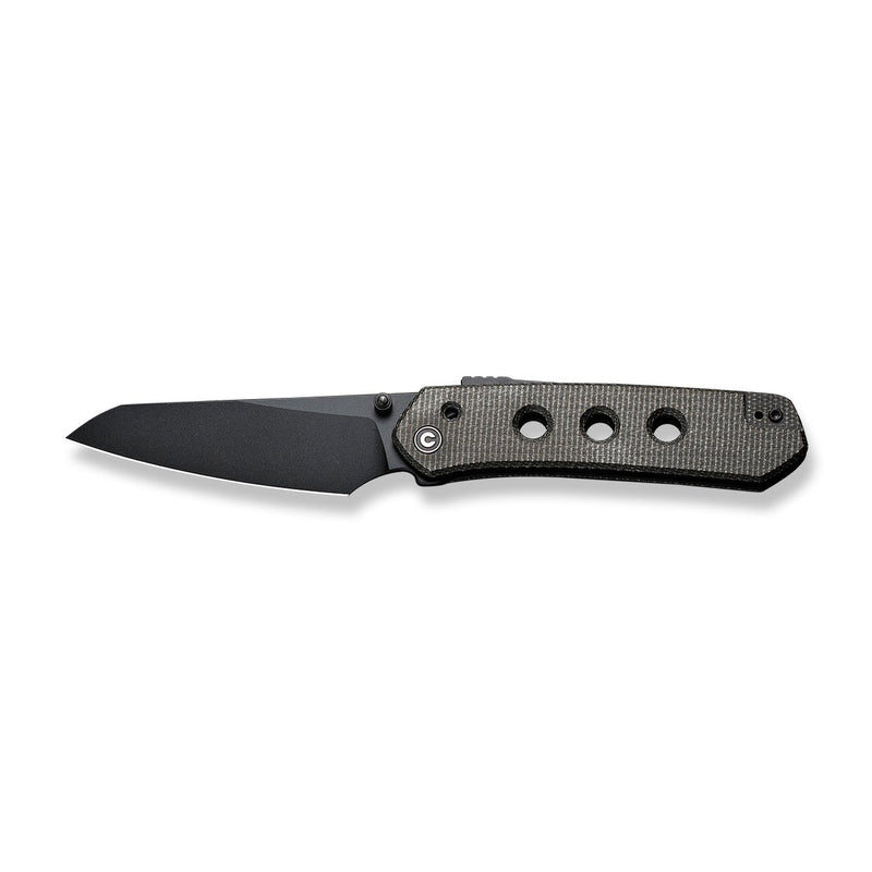 CIVIVI Vision FG Thumb Stud Knife Dark Green Canvas Micarta Handle (3.54" Black Nitro-V Blade) C22036-3