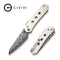 CIVIVI Vision FG Thumb Stud Knife Ivory G10 Handle (3.54" Damascus Blade) C22036-DS1